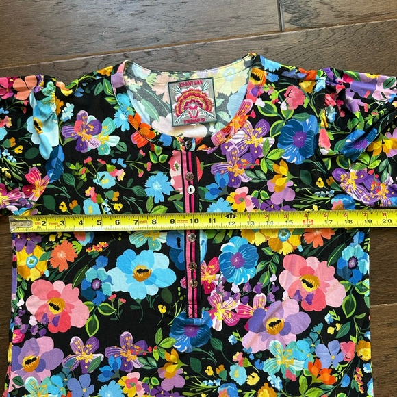 Johnny Was Wild Bloom Flutter Sleeve Henley Tee - Picture 6 of 6